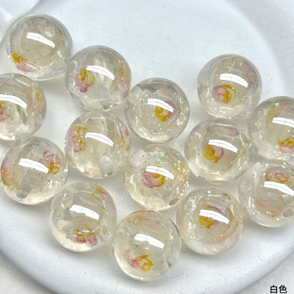 Luminous Rose Resin Beads 16mm Round Multicolor 10pcs 6