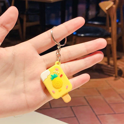 Silicone Mini Fruit Ice Cream Keychain Pastel Colors Cute Design 9