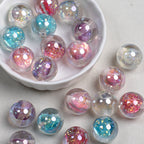 Glitter Resin Beads 16mm Round Clear Light Color 10pcs 3