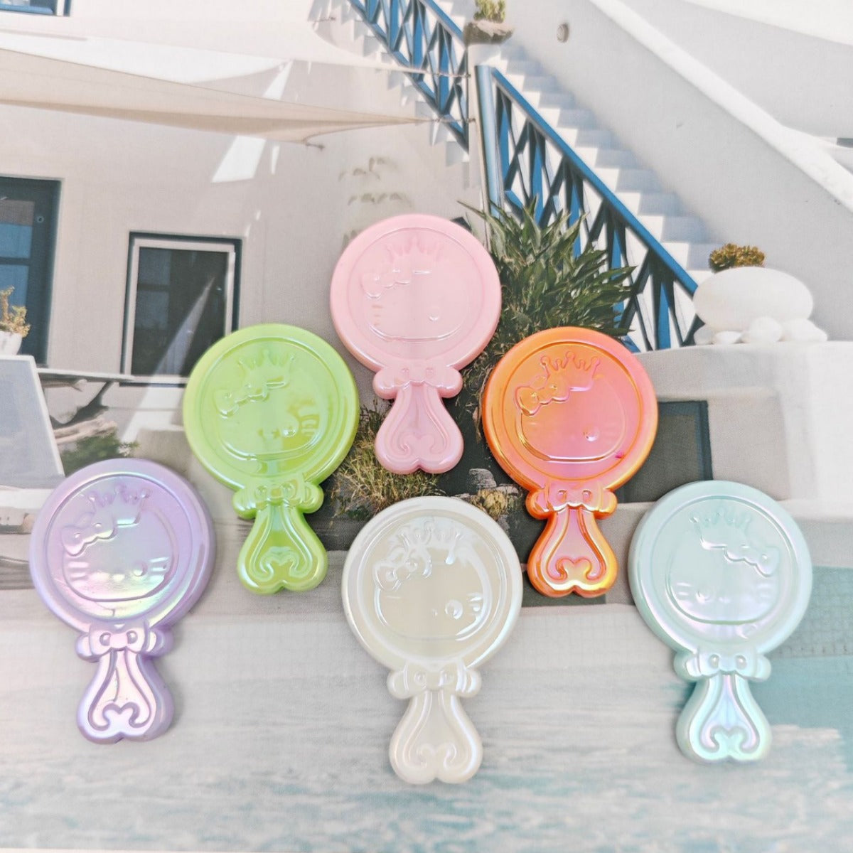 Plating KT Mirror Acrylic Beads 40mm Rounded Embossed Faces 50pcs 2