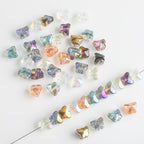 Electroplated Butterfly Glass Beads 8mm Iridescent Gold Purple Crystal 50pcs 2