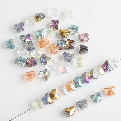 Electroplated Butterfly Glass Beads 8mm Iridescent Gold Purple Crystal 50pcs 2