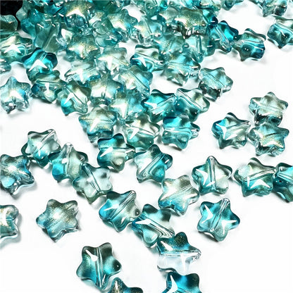 Czech Glass Beads Star 8mm Translucent Soft Color Gradient 50pcs 21