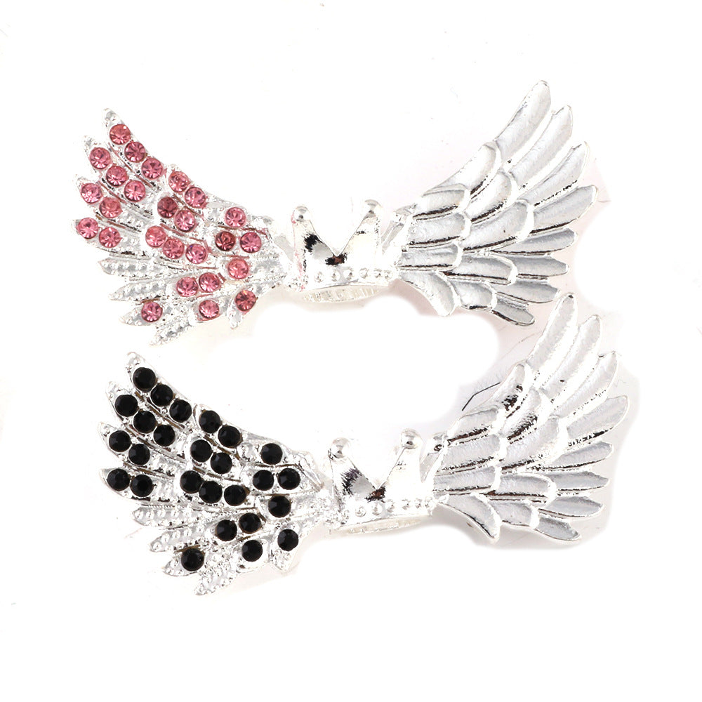 Angel Crown Wing Alloy Rhinestone Beads 25x53mm Detailed 4pcs 5