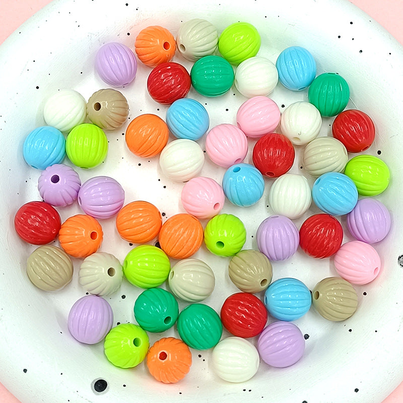 Painted Round Acrylic Beads 12mm Creamy Pumpkin Matte 100pcs 3
