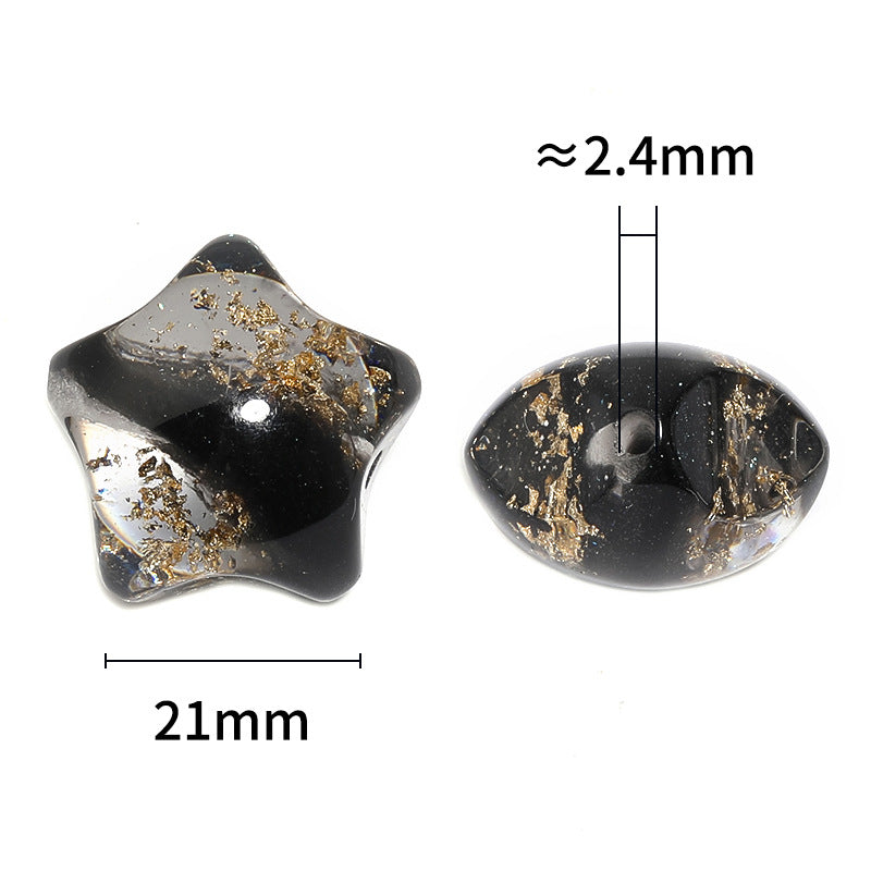 Frozen Gild Star Resin Beads 21mm Jewel Tone Gold Flake 25pcs 3