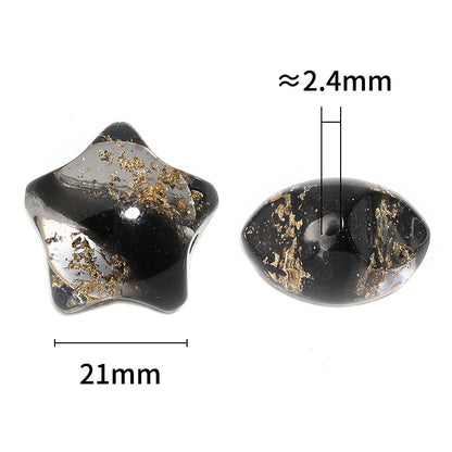 Frozen Gild Star Resin Beads 21mm Jewel Tone Gold Flake 25pcs 3