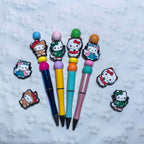 Silicone Focal Beads Kitty Cat Faces Colorful Expressions 20pcs 3