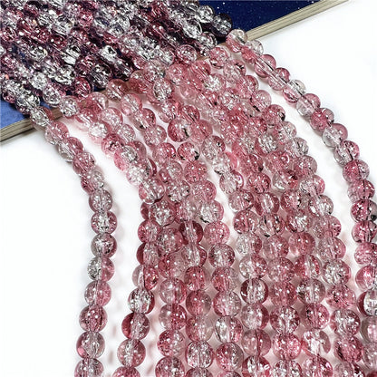 Crackle Flower Glass Beads 8mm Soft Purple Blue Gradient 3 Strands 26