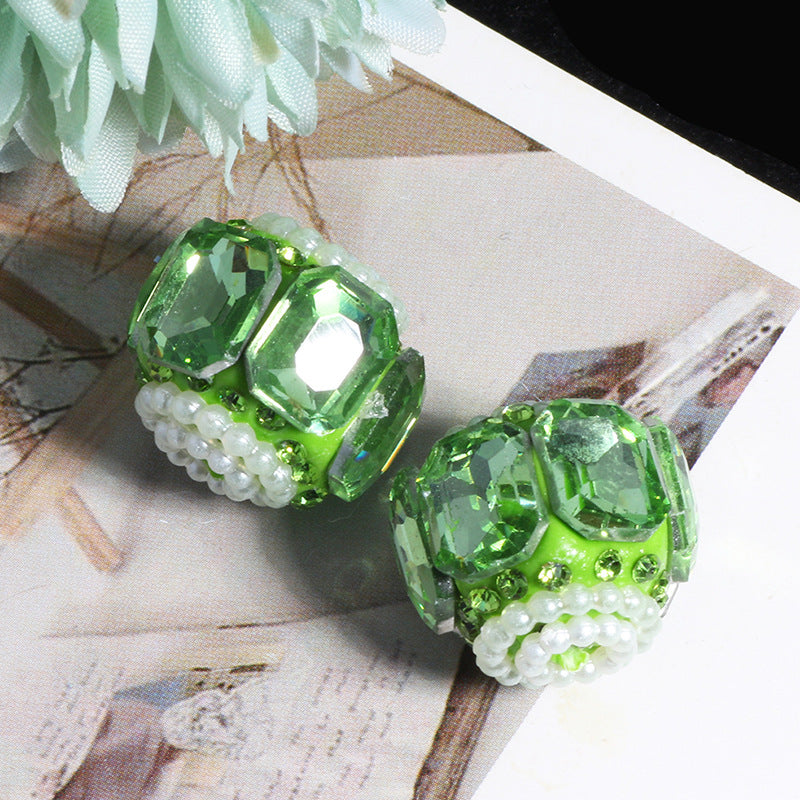 Faceted Crystal Barrel Rhinestone Beads 19mm Polymer Clay Base 5pcs 7