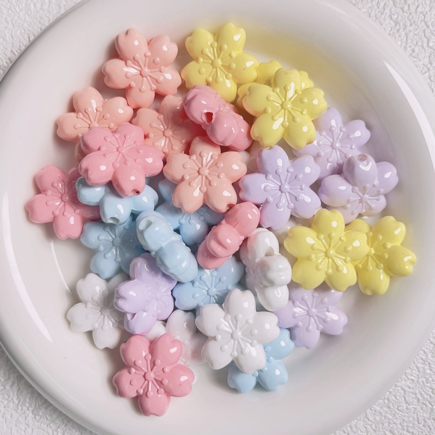 Painted Cherry Acrylic Beads 23mm Spring Baking Pastel Colors 10pcs 8