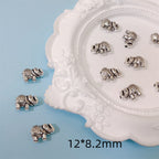 Elephant Metal Beads 12x8.2mm Vintage Silver Tone 20pcs 4