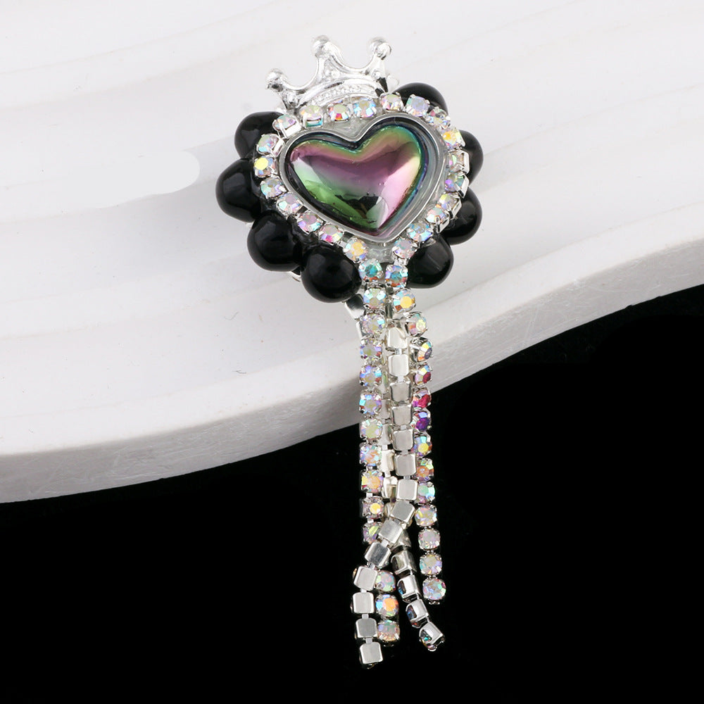 Heart Clay Beads 25mm Imitation Mocha Diamond Tassel Crown 6pcs 11