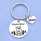 Mama Bear Stainless Steel Keychain Minimalist Animal Design