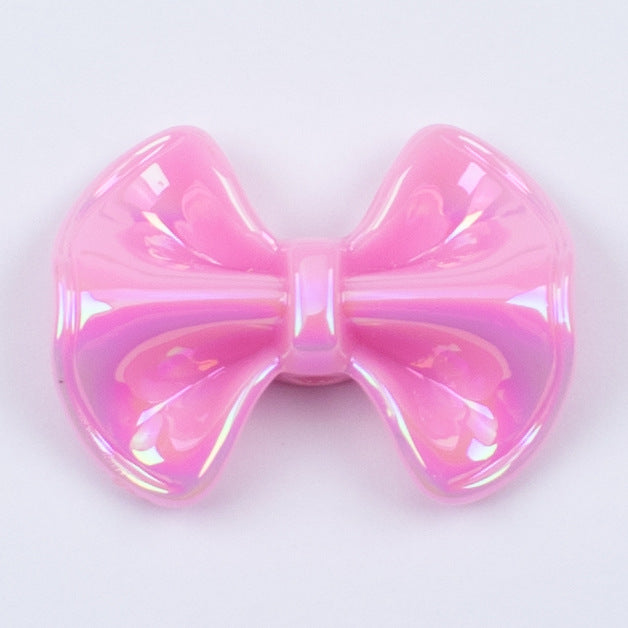 Plated Fat Bow Acrylic Beads 24mm Solid Glossy Color 100pcs 6