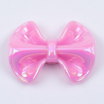 Plated Fat Bow Acrylic Beads 24mm Solid Glossy Color 100pcs 6