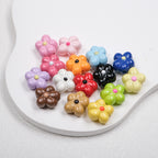 Hand Painted Irregular Flower Acrylic Beads 16mm Enamel Finish 50pcs 4