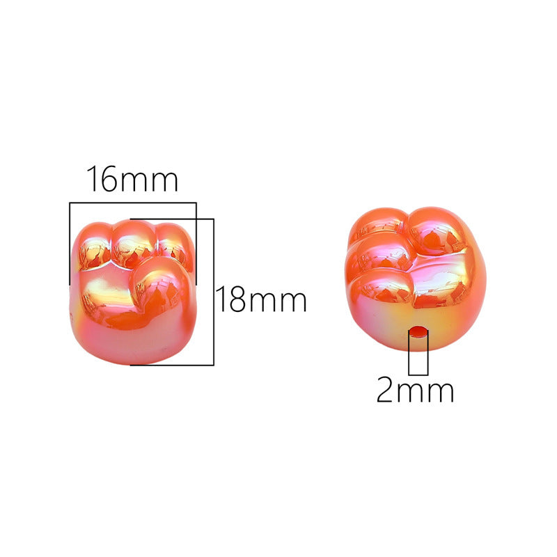 Glossy Fist Acrylic Beads 16mm Pastel Iridescent 16pcs 5