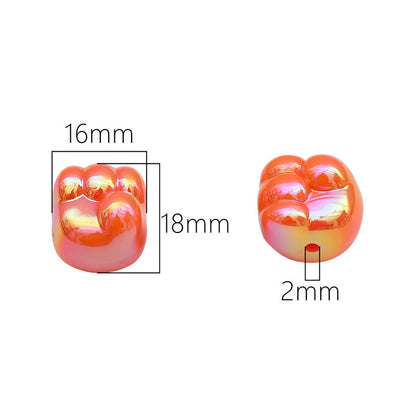 Glossy Fist Acrylic Beads 16mm Pastel Iridescent 16pcs 5