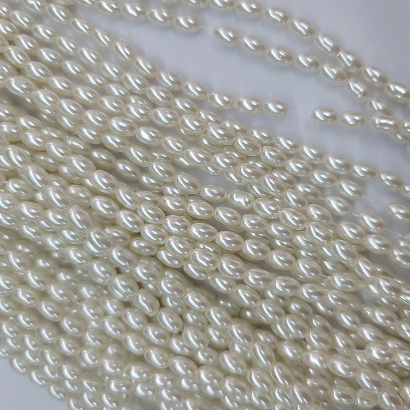 Oval Pearl Glass Beads 4mm 6mm 8mm Cream Pale Mint Smooth Finish 4