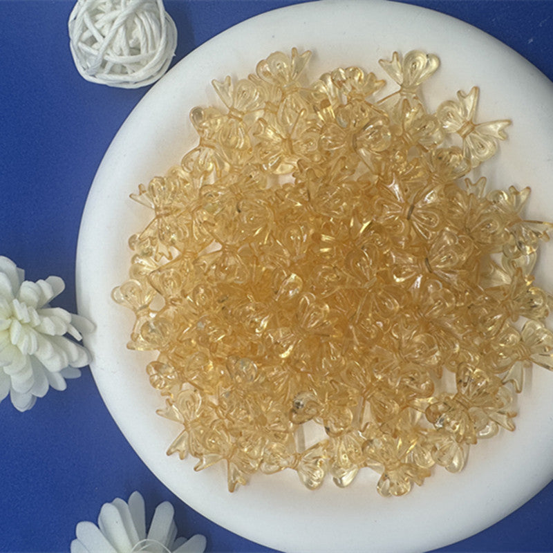 Colored Clear Bow Ribbon Acrylic Beads 18mm Translucent 100pcs 17