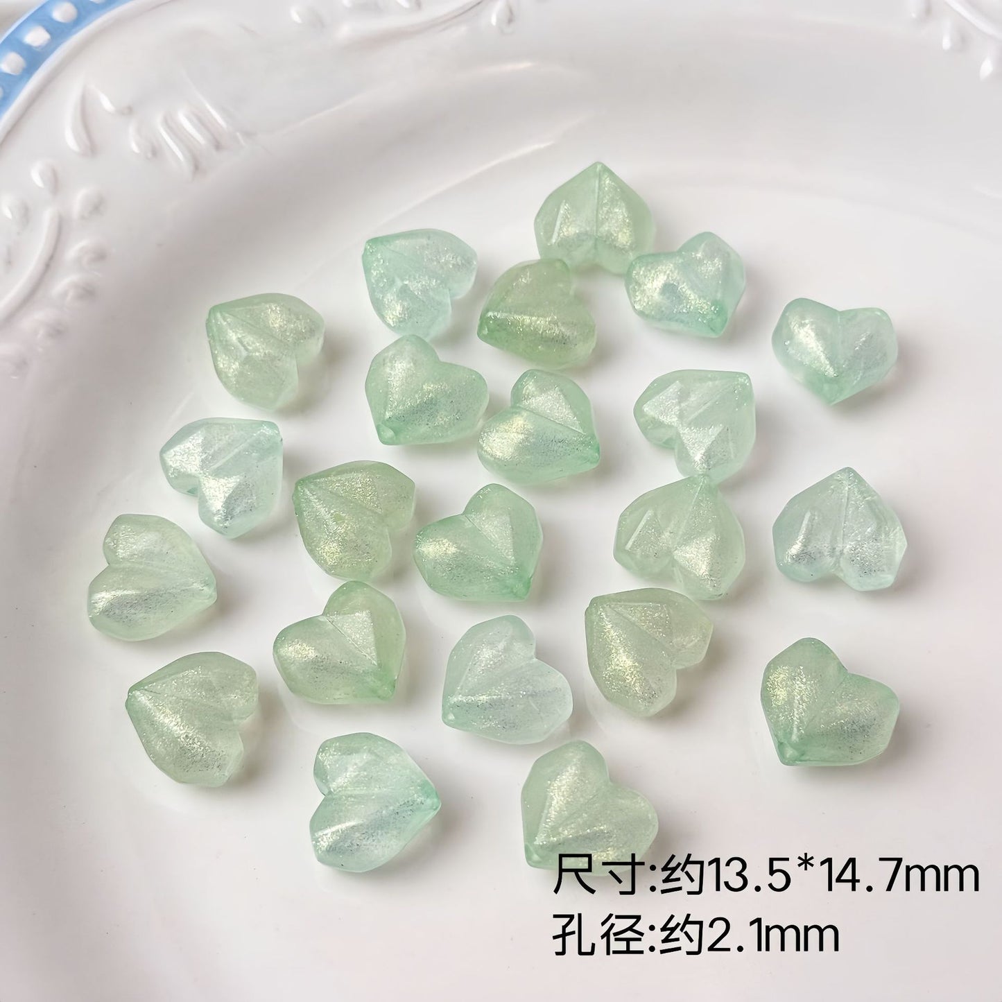 Faceted Glitter Heart Acrylic Beads 14mm Colorful Mixed 30pcs 11