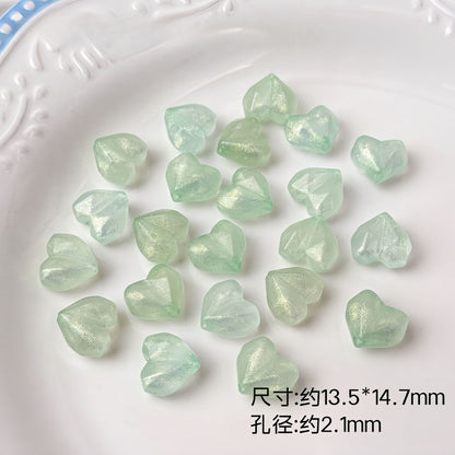 Faceted Glitter Heart Acrylic Beads 14mm Colorful Mixed 30pcs 11