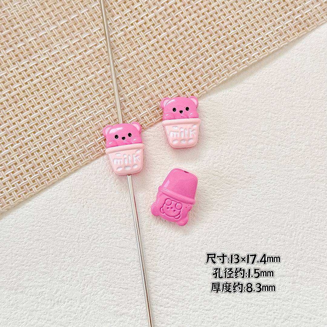 Baking Painted Good Sign and Teacup Bear Metal Beads 17mm 10pcs 19