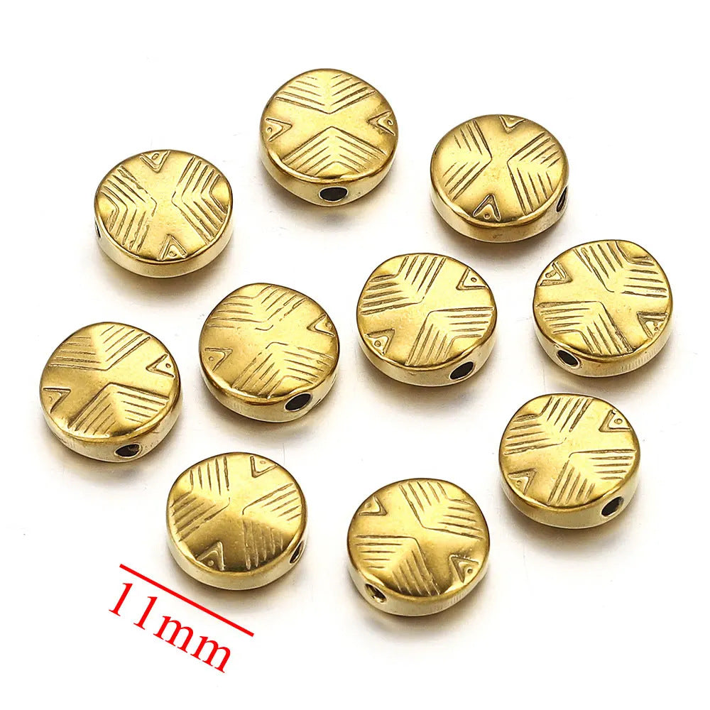 Stainless Steel Faceted Square and Round Metal Beads 9/11mm Color Retaining 10pcs 6