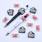 Silicone Focal Beads Love Peace STOP WAR Phrase and Dove Heart 20pcs 4