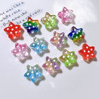 Dotted Rainbow Star Acrylic Beads 18mm Glossy Texture 10pcs