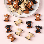 Silicone 3D Focal Beads Highland Cow Textured Fur Playful Expression 20pcs 3