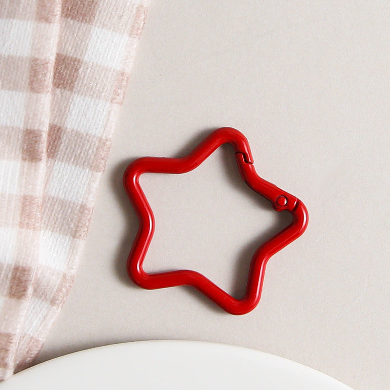 Zinc Alloy Star Trigger Spring Key Rings 41mm Baking Painted 6pcs 9