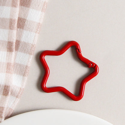 Zinc Alloy Star Trigger Spring Key Rings 41mm Baking Painted 6pcs 9