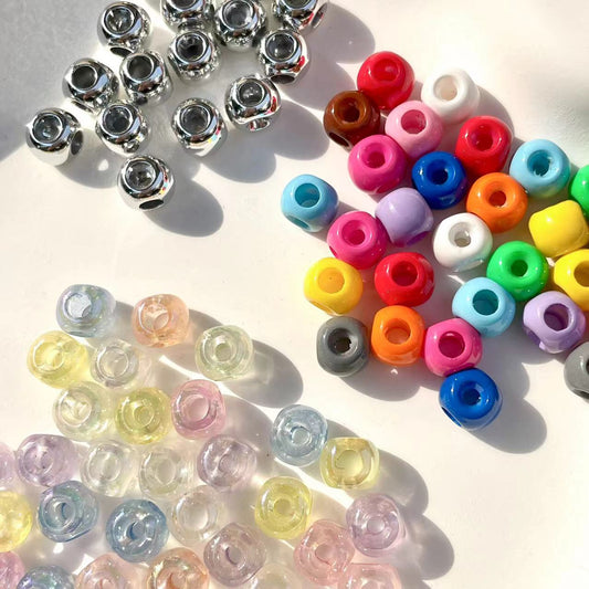 Colored Four-Hole Acrylic Beads Large Hole Chunky Mixed Finishes 100pcs