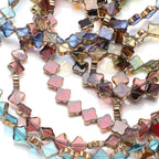 Electroplated Four Leaf Clover Glass Beads 10mm Gilded 28pcs 3