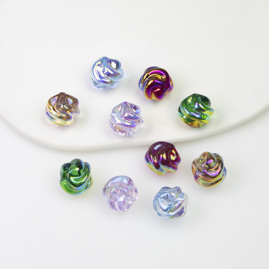 Transparent Twist Acrylic Beads 15mm 16mm Plated Assorted 20pcs