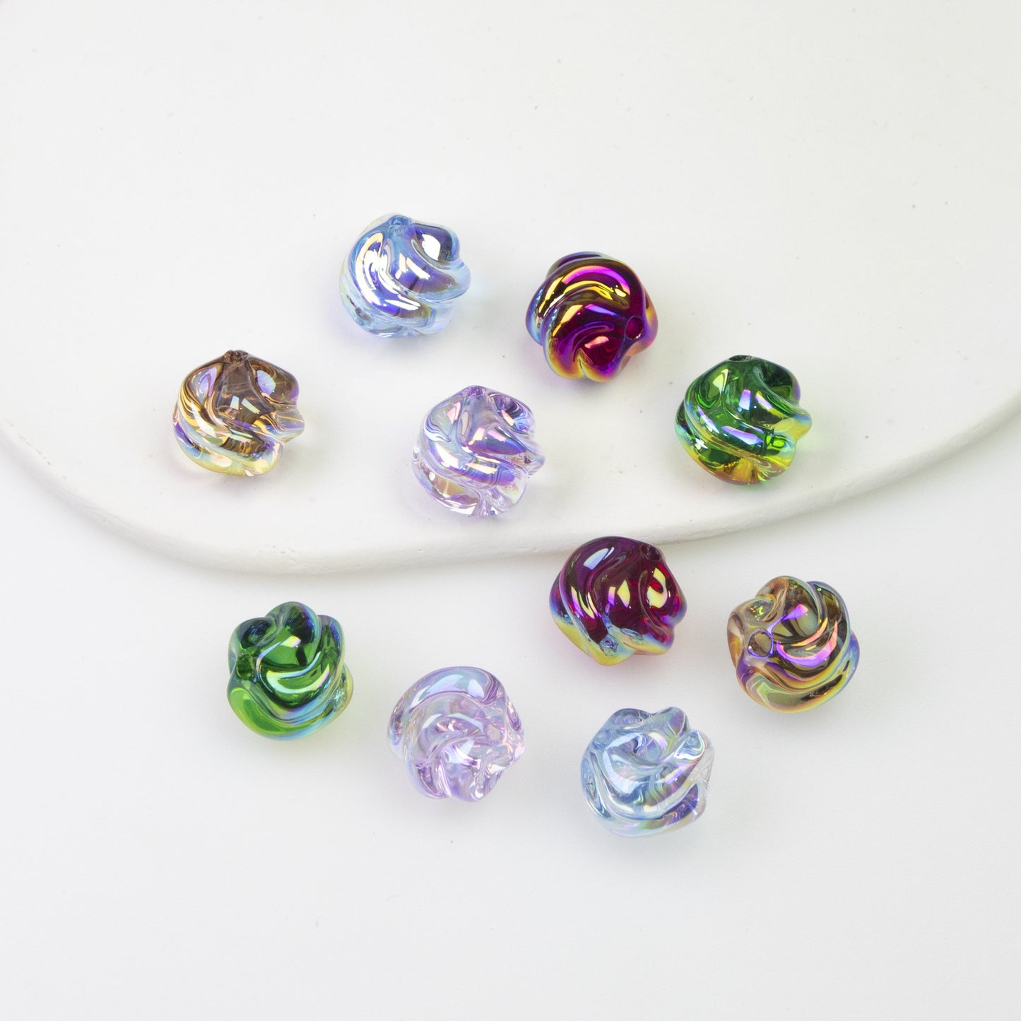 Transparent Twist Acrylic Beads 15mm 16mm Plated Assorted 20pcs