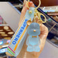 Crystal Bear Couple Keychain Frosted Resin with Golden Bow Tie 7