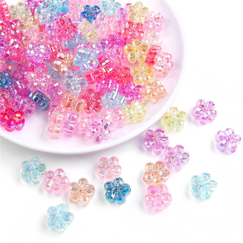 Transparent Chubby Five-Petal Flower Acrylic Beads 15mm Colorful 20pcs 3