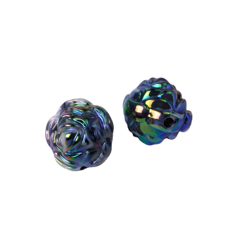 Plating Rose Ball Acrylic Beads 16mm Dual Color Glossy 50pcs 2