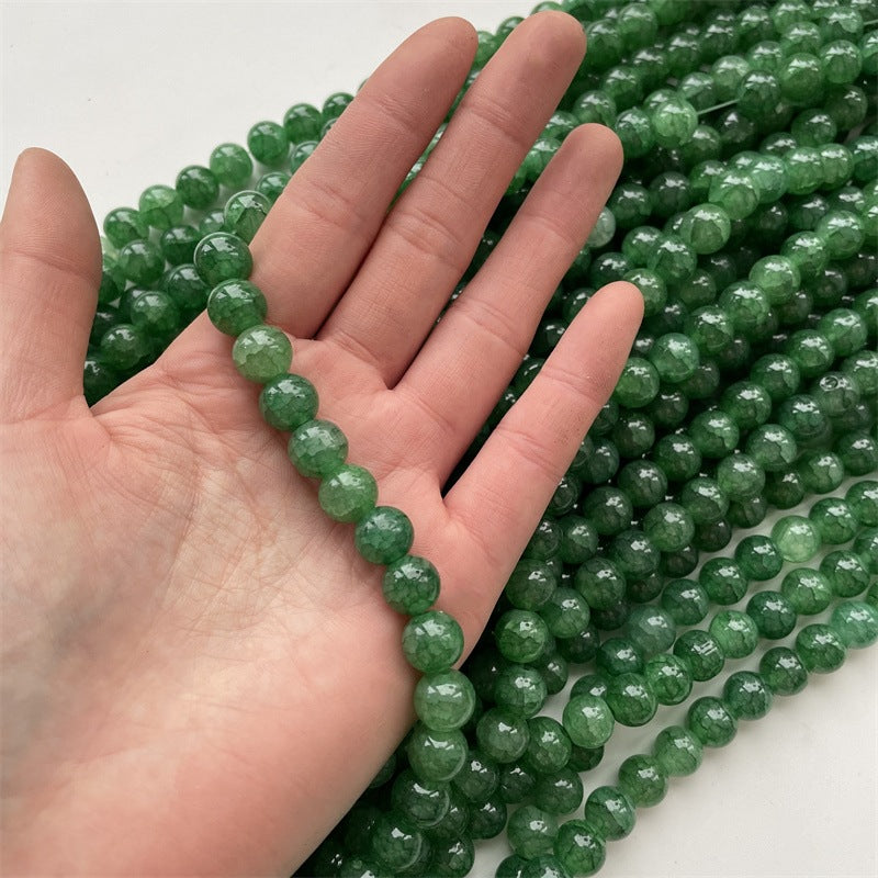Crackle Round Glass Beads 10mm Ice Cracked Imitation Jade 40pcs 8