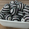 Striped Rhinestone Bubblegum Beads 16-22mm Black and White Resin 5pcs 2