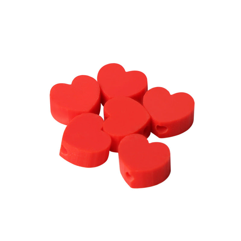 Heart Clay Beads 9mm Multicolor Polymer 100pcs 6