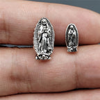 Virgin Mary Metal Beads 13mm 19mm Detailed Silver Tone 100pcs 4