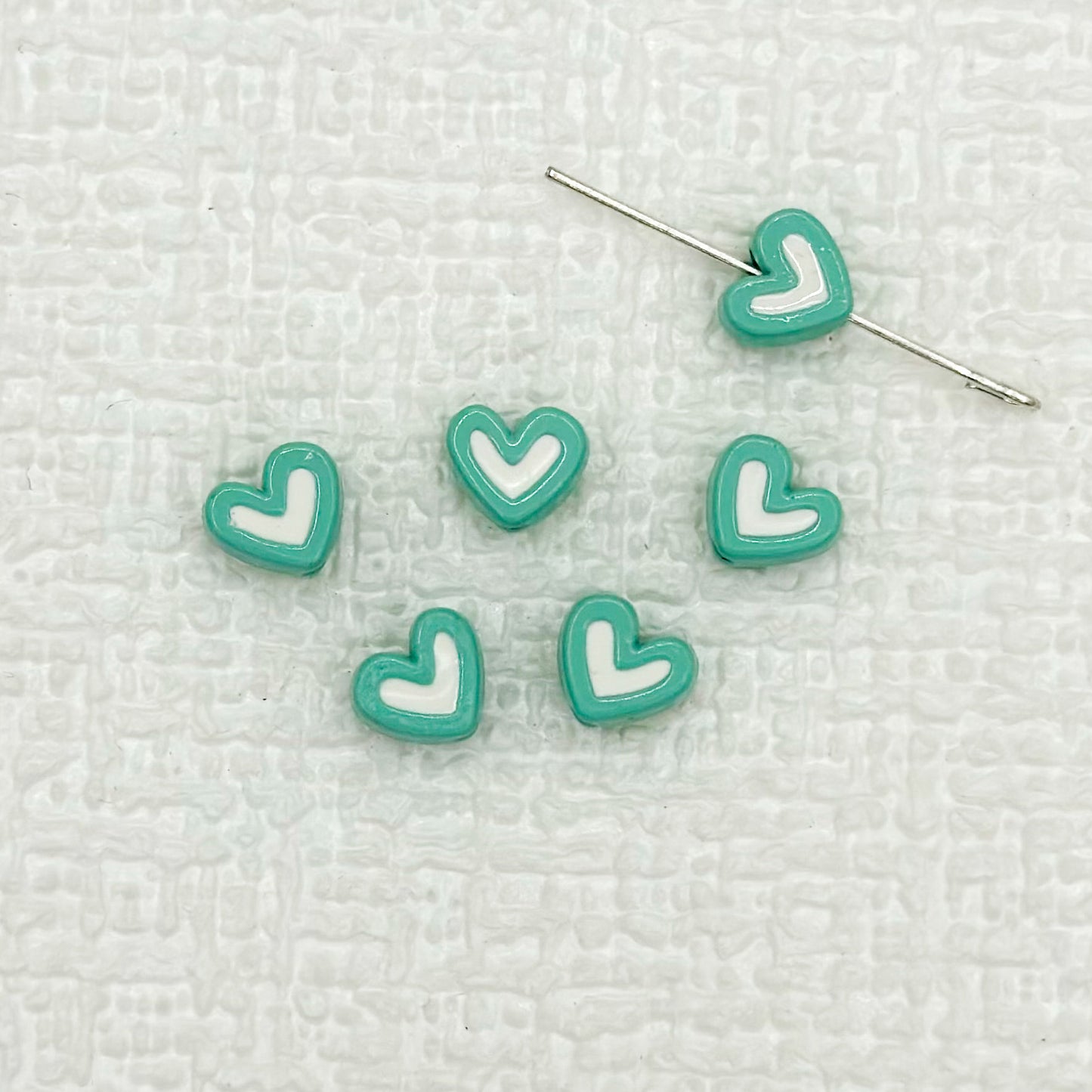 Heart Metal Beads 8mm Two-Tone Enamel Baked Finish 20pcs 11