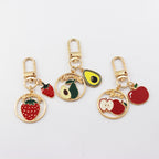 Alloy Avocado Orange Fruit Keychain Metal Colorful Glossy Finish 3