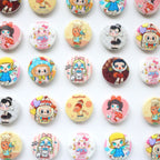 Flat Pop Art Acrylic Beads 25mm Printed Character Design 20pcs