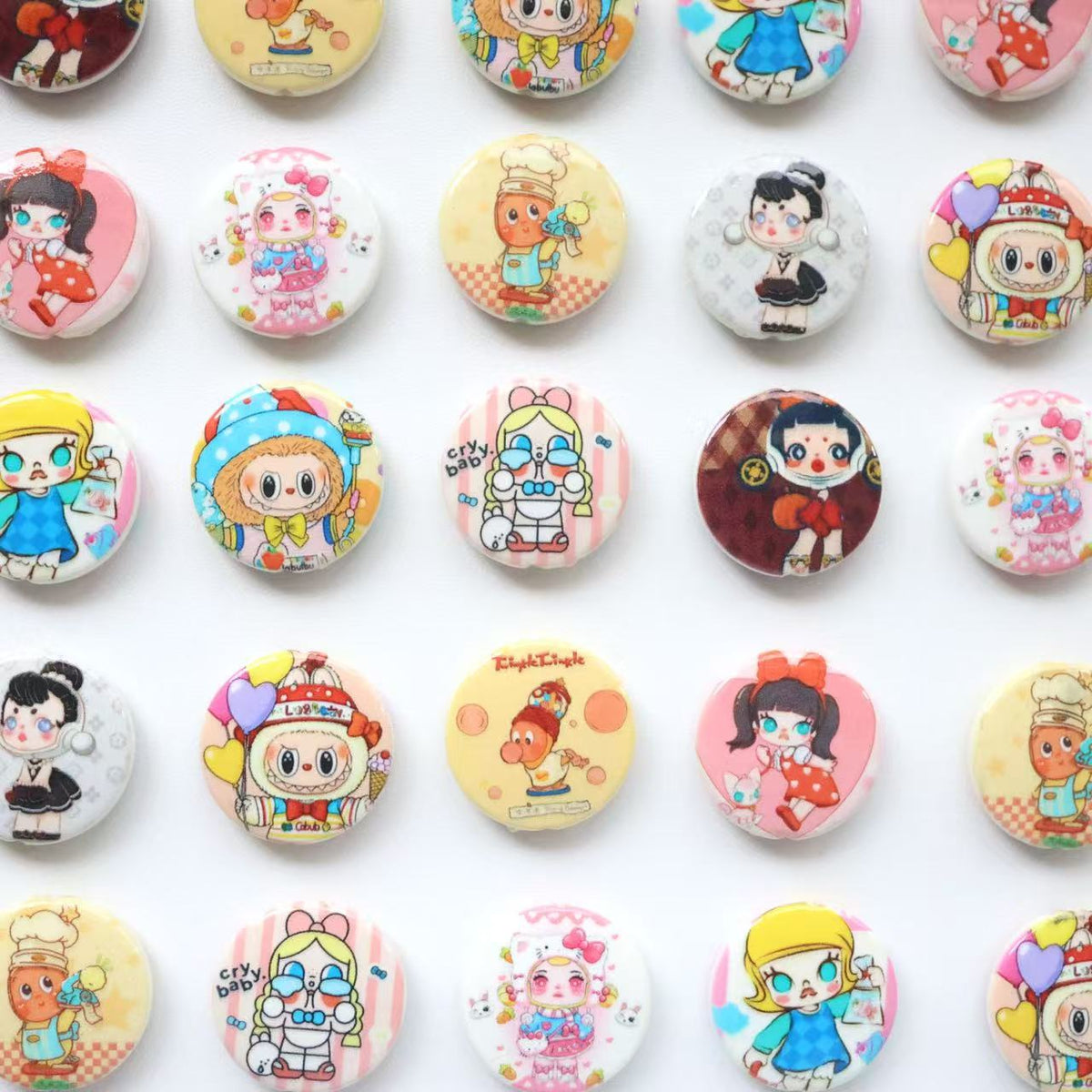 Flat Pop Art Acrylic Beads 25mm Printed Character Design 20pcs