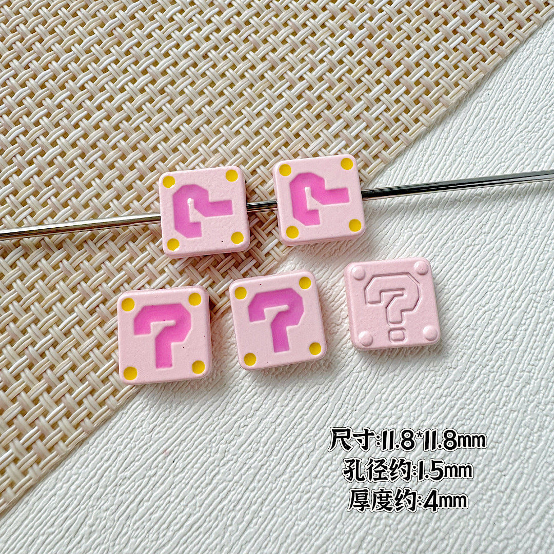 Square Metal Beads 11mm Painted Question Mark Design 20pcs 6